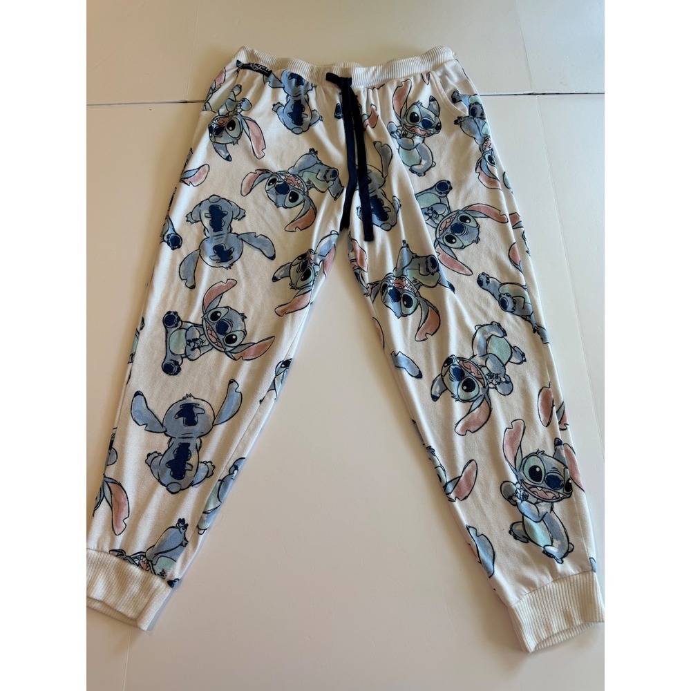 Disney Lilo & Stitch Pajama Jogger Pants Womens Large White Sleepwear - Picture 1 of 4